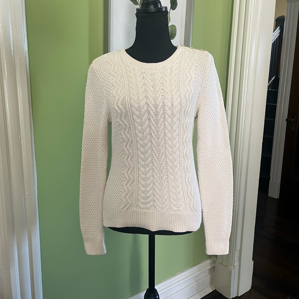 White cream cable knit sweater